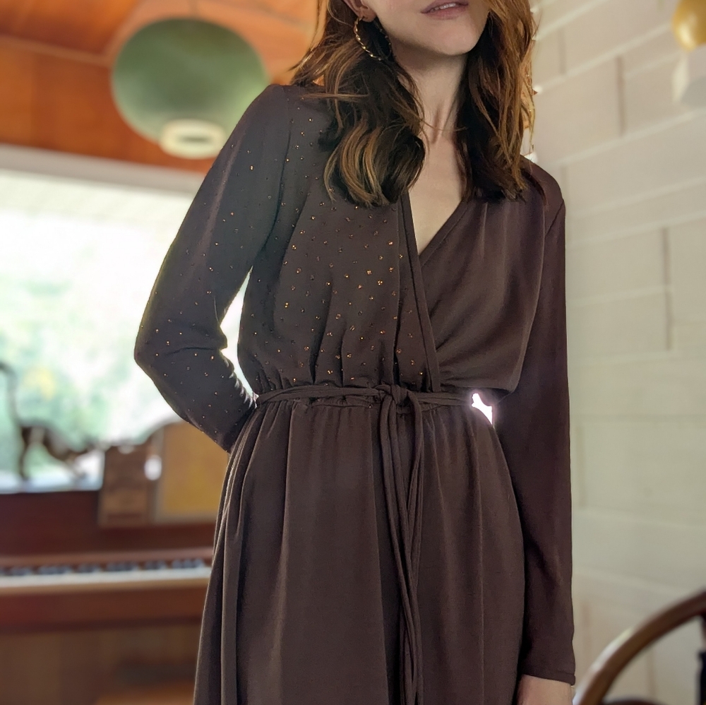 Vintage 70s Brown Sequin Dress